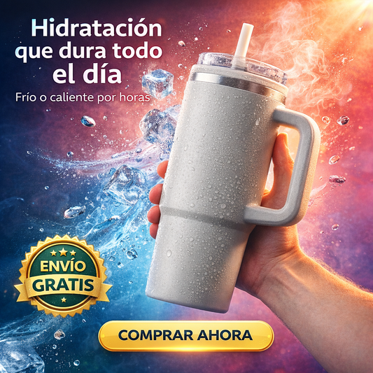 Termo Tipo Stanley 1200ML mantiene frío/calor por horas con tapa antifugas y pajilla desmontable