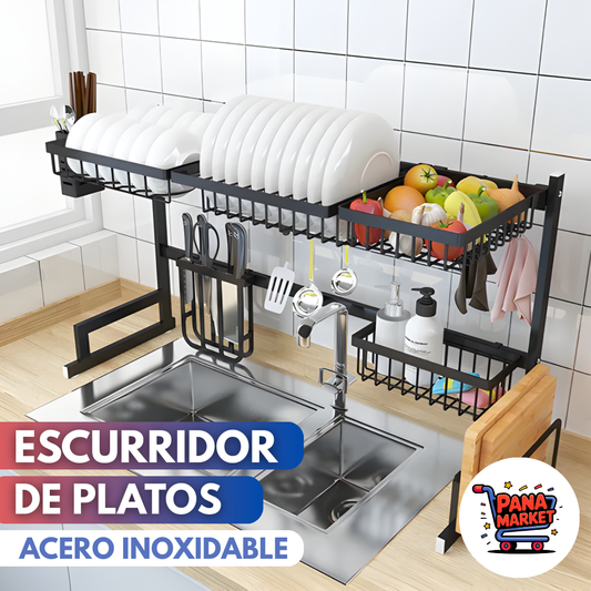 Escurridor de Platos en Acero Inoxidable •Evita Malos Olores en tu Cocina•
